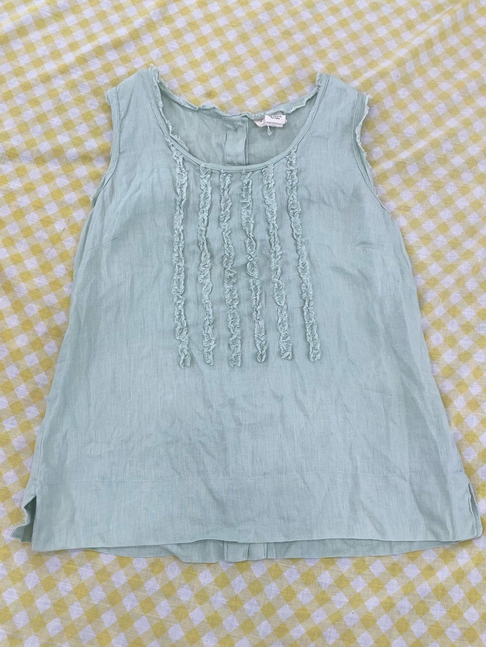 100% LINEN mint green top